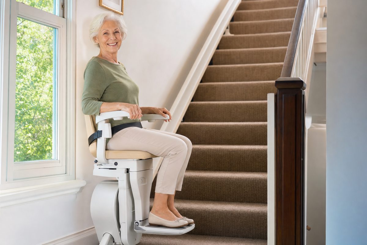 Stair lift in a home staircase